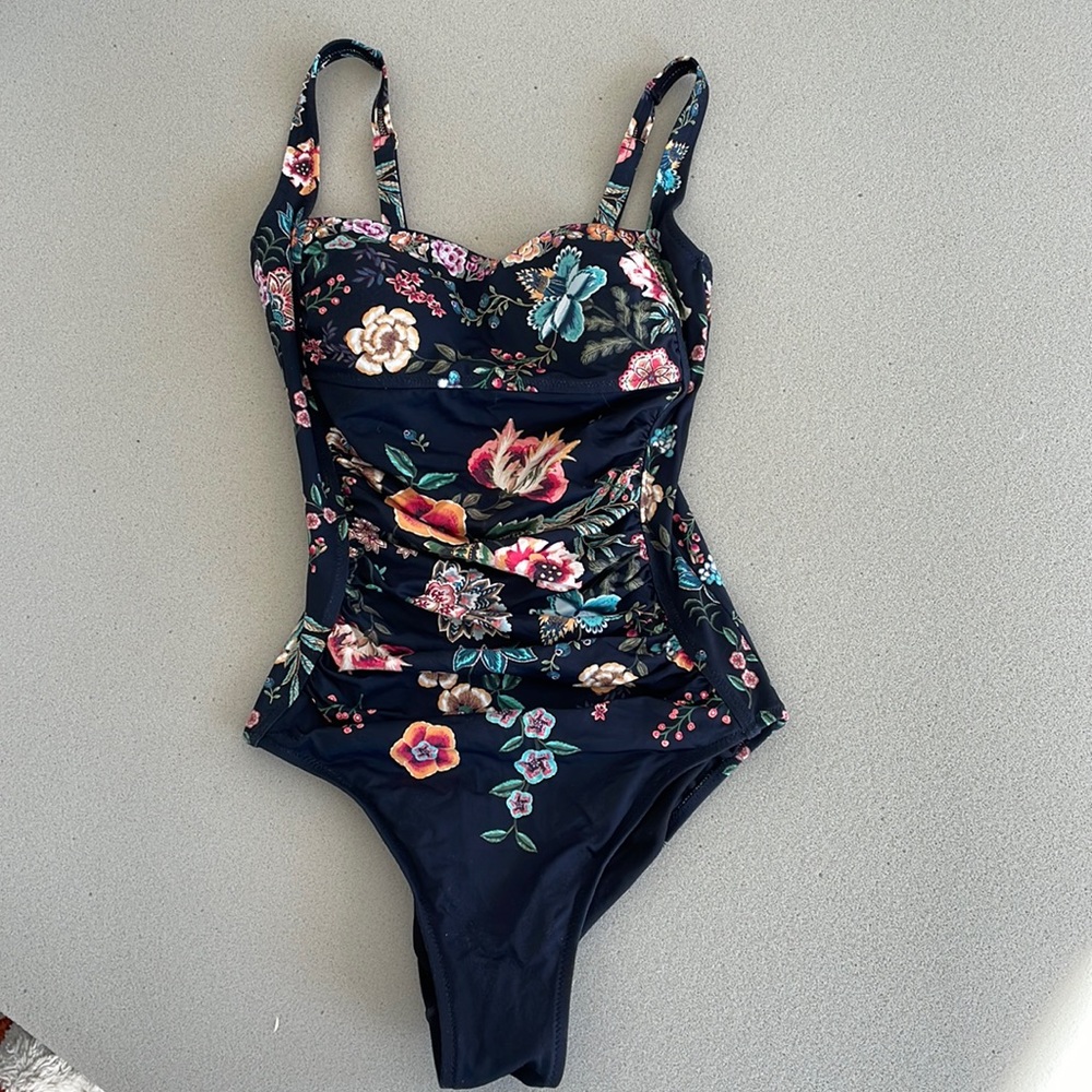 Johnny Was one piece bathing suit. Adjustable straps.